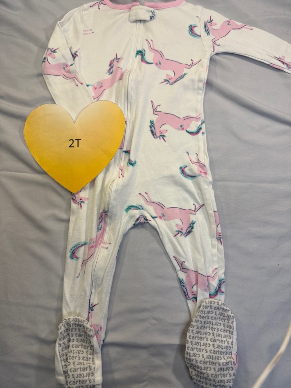 Carter's - Footed Onesie Sleeper with Pink Trim and Unicorn design